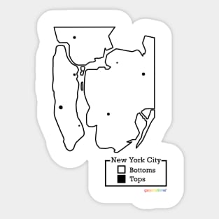 NYC Bottoms / Tops Map T-shirt Sticker